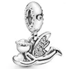 Lösa ädelstenar 925 sterling silver charm japansk docka pojke flicka gift par hängspärl fit armband diy smycken