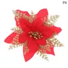 Dekoracje świąteczne 1PC 15 cm brokat sztuczne kwiaty Wesołych Dekoracji drzew 2024 Happy Year Ornament Xmas Fake Flower