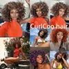 Perruques courtes afro crépues bouclées avec frange pour femmes noires synthétique ombré naturel résistant à la chaleur cheveux bruns cosplay perruques 240305