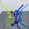 Tubo per bruciatore di olio in vetro narghilè Nuovo tubo di vetro a forma di serpente di colore con base LL