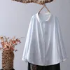 Kadın bluzları büyük boy pamuk iplik gömlekleri kadınlar sonbahar kış japonya tarzı taze uzun kollu ekose üstler zarif bluz