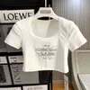 2024 Spicy Girl Sommerkleid Weiß Slim Fit U-Ausschnitt Offener Nabel Kurzarm T-Shirt Damen 2024 Neues kurzes Instagram-Top mit hoher Taille