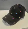 Gorras de bola 202311-shi chic ins diseño de otoño color cosido a mano al azar taladro la béisbol c mujeres ocio sombrero l240314