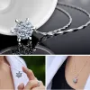 Unique Elegant Blue Crystal Pendant Necklace 14K White Gold Snowflake Choker Necklace for Women Wedding Jewelry Accessories