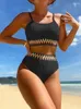 Kobiety strojów kąpielowych Seksowne bikini Kobiet Swimsuit 2024 Czarne białe bikini bikini z wysokiej talii