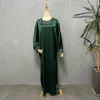 Vêtements ethniques Femmes musulmanes Robe solide Robe de luxe africaine Diamants Satin Robes Islamique Kaftan Turquie Maxi Abaya Dubaï Robe ample