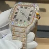 Personnalisé hommes femmes haut de gamme luxe Bling complet diamant montre montres mécaniques VVS Moissanite Hip Hop glacé en acier inoxydable 5mm