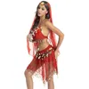 Sahne Wear 4pcs Set Kadınlar Göbek Dans Kostüm Setleri Egyption Mısır Dansı Bollywood Elbise Bellydance