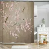 Zasłony w stylu chiński kwiat i ptaki drzewne zasłony prysznicowe kurtyna wodoodporna wystrój łazienki z haczykami 3D Printowanie zasłony do kąpieli