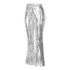 Pantalon femme Sexy brillant paillettes jambe large mince taille haute Stretch Flare fête discothèque pantalon femme élégant Long