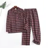 Plaid Design Multi Farben Warme Baumwolle Flanell Langarm Hosen Pyjamas für Männer Herbst und Winter Homewear Nachtwäsche Sets 240314