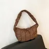Axelväskor oxford tyg kvinnväska vikar romb broderi tråd underarm nisch design enkla handväskor för kvinnor 2024