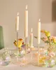 Kerzenständer aus Glas, spitz zulaufende Kerzenhalter, Set mit 4 Kerzenhaltern für Veranstaltungen, Partys, Hochzeiten, Empfänge, Tischdekorationen ZZ