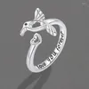 Anillos de racimo 925 plata esterlina personalizado colibrí hueco corazón anillo para mujeres niñas simple moda ajustable boda hecha a mano