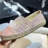 Interlocking C Canvas Shoes Loafers Espadrilles woman Tweed Leather shoes cap toe Quilting quilted hand sewing loafer womans flats Mules sneakers