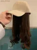 Czapki kulkowe 202005-WU moda kręcone włosy Corduroy Hat Patchwork Fałszywe włosy La Baseball Hat Women Liisure Visors C L240314