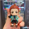 Giocattoli da dito Demon Slayer Portachiavi Figura Ciondolo carino Kamado Tanjirou Nezuko Agatsuma Zenitsu Portachiavi Regalo Drop Delivery Regali Nove Otdq4