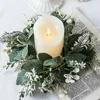 装飾的な花人工クリスマスキャンドルガーランドリング緑の植物花輪ナプキンリングダイニングテーブルクリスマスパーティーの装飾