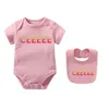 Designer Unisex Baby Katoenen Jumpsuits Bib Set Brief Merk Baby Zomer Ademend Comfortabele Korte Mouw Jumpsuit Set Rompertjes SDLX LUCK