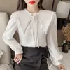 Women's Blouses Clothing Long Sleeve Shirts Fashion Ladies O-neck Pullovers Spring Autumn Sweet Tops 2024 Interior Lapping