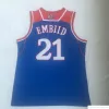 Zszyty NCAA Kansas Jayhawks College Basketball Jerseys Joel 21 Embiid Vintage Paul 34 Pierce Jersey Blue Shirts S-2xl