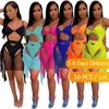 Dameszwemkleding Groothandel Artikelen Zomerstrand Sexy Bikini Set Neongroen Tweedelige Cluboutfits voor dames Uitgesneden top en shorts