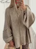 Повседневный кардиган, женский свитер, свободные однобортные модные свитера с одним вырезом, весна 2024, офисное женское универсальное верхнее пальто 240311