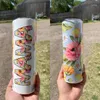 Bouteilles d'eau Tournesols floraux Mama 20oz Sublimation Tumbler Fête des Mères Cadeau de maman droite Bouteille isolée sous vide avec paille