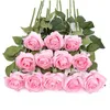 12 Pcs Rosas Artificiais Flores para Decoração Rosas Falsas Real Toque Látex Rosas de Seda Buquê Arranjos Florais para Decoração de Casa 240306