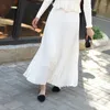 Skirts Summer Women Long Pleated Skirt Green Korean Style Solid Large Size High Waist Elastic Female Office Lady Fitted