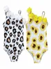 INS Baby OnePieces Girls Sunflower Leopard Print Swimwear Kids Summer Off Shoulder Swimsuits Child Triangle Beachwear Bikini M1697659494