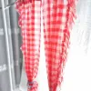 Tende 1 PZ Tasca per asta Classico Rosso Plaid Volant Tenda corta Voile velato per Cucina Camera da letto per ragazze Piccola finestra Caffè Mezza tenda