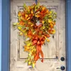 Decoratieve Bloemen Zijde Met Stengels Kunstmatige Buiten Potplanten Grote Halloween Herfst Esdoorn Buiten Krans Inches