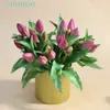 Tulipe pourpre 9PCSBundle Bud Bouquet Calla 28CM Real Touch PE Silicone Fleur Artificielle Mariage Décoration de La Maison INDIGO 240308