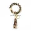 Tecknad accessoarer djurtryck Sile Bead Armband Keychain Sunflower Wristlet Sil Beads Womens Keychains 14 Colors3080472 Drop de Dhdmo