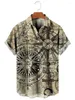 Mens Casual Shirts Vintage Shirt For Men 3D Map Printed Short Sleeve Mane Lapel Button Clothing Fashion Tops Overdimensionerade Tshirt