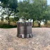 Drumstijl Metalen rokende kruidenslijpmachines Pollenvanger 50MM 4-delig Vliegtuig Aluminium Kruidenslijper Pak Rookpijp Kan aanpassen Eigen logo LL