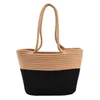 Korean Style Large Capacity Fashionable Commuter Handmade Woven Cotton Rope Tote Bag