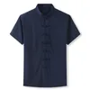 Koszule męskie Rozmiar Plus 7xl 8xl 10xl Summer Tang Suit koszula Chińskie Chińskie 4 kolory luźne mężczyzna