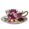 Service à thé en porcelaine royale, avec motif de Rose rouge, service à thé en céramique pour filles, tasse à café, tasse à thé en porcelaine, lot de 6, 240301