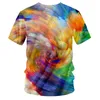 T-shirt da uomo CLJM Scollo a V Maglietta Uomo Streetwear Uomo Nordic Pittura a olio astratta Fresco Stampa colorata 3D Punk Manica corta Top 5XL