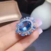 Clusterringen KJJEAXCMY Fijne sieraden 925 sterling zilver ingelegd natuurlijke blauwe topaas damesluxe prachtige OL-stijl edelsteenring met doos