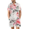 Designer Suit European Mens Casual Loose Shirt Set Hawaii Digital Print Beach Short Sleeve Shorts 75vy