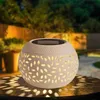 Table Lamps Solar Table Lights Outdoor Waterproof Dancing Flickering Flame Lamp White Metal Tabletop Light Solar Lantern For Desk Bedroom Patio Garden Pathwa