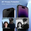 Film de protection d'écran anti-poussière automatique pour iPhone 15 14 13 12 Pro Max Plus Films de protection en verre trempé anti-espion à 28 degrés à couverture complète + boîte de vente au détail