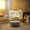 Tafellampen 1 pc 3d gamepad night light 6leds tafellampje met afstandsbediening optische illusielamp voor slaapkamer kwekerij Bedide thuiskamer Decor Luminous cadeau voor W