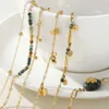 Bangle Yachan 18K Gold PVD Pleted Bracelets Sain Stali Stal Bracelets for Women Charm African Turquoise Stone Kamień Naturalny Trenda Biżuteria Diftl2403