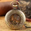 Classique Pendentif Chaîne Remontage À La Main Mécanique Montre De Poche Hommes Steampunk Squelette Femmes Sculpture Collier Horloge Cadeau De Noël T200502279G