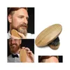 Hair Brushes New Boar Bristle Beard Mustache Brush Military Hard Round Wood Handle Antistatic Peach Comb Hairdressing Tool For Men Gi2 Otqep