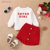 Day Valentine s Kids Girls Outfit Heart T-shirt and A-line Skirt Set Valentine s Day Clothes ldd240314